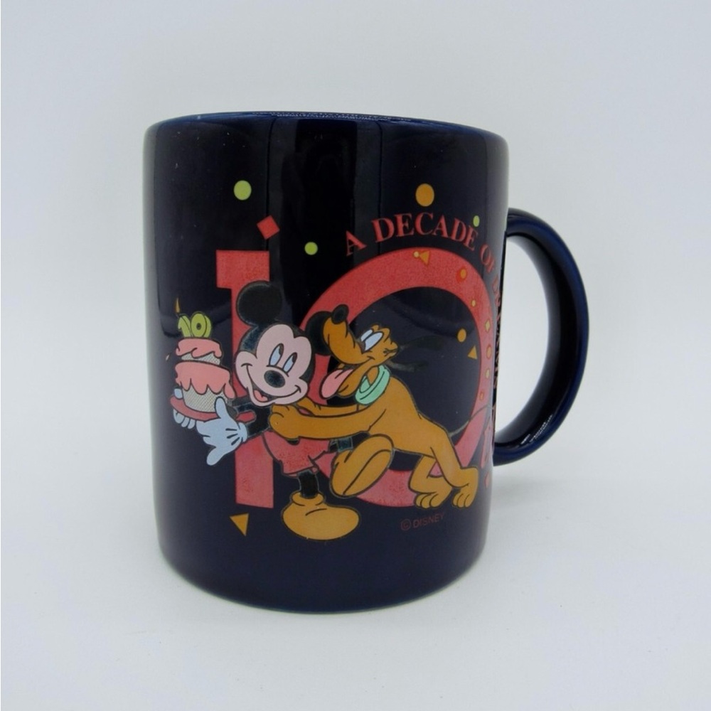 10 Years of Disney Store Navy Blue Mickey & Pluto Celebration Mug